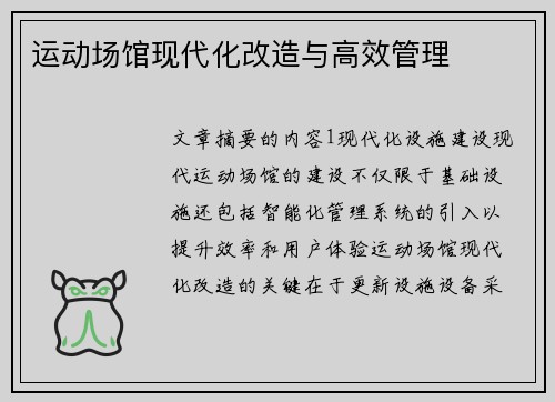 运动场馆现代化改造与高效管理